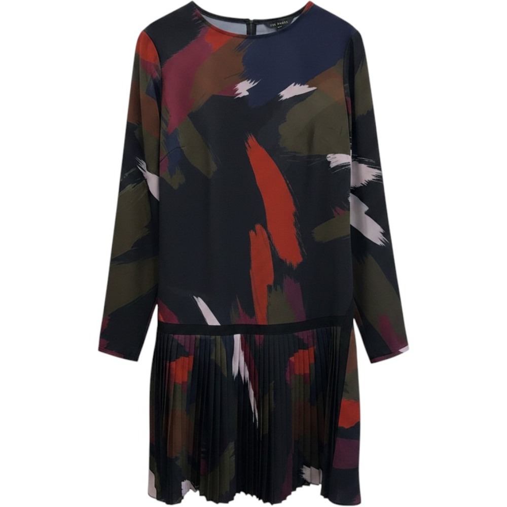 Title: Ted Baker Rosarn Amber Printed Drop Waist Pleated Tunic Dress US 14